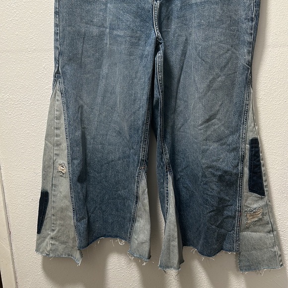 We The Free Ripple Wide-Leg Pieced Cropped Jeans Size 25 Color Blue - Picture 6 of 16